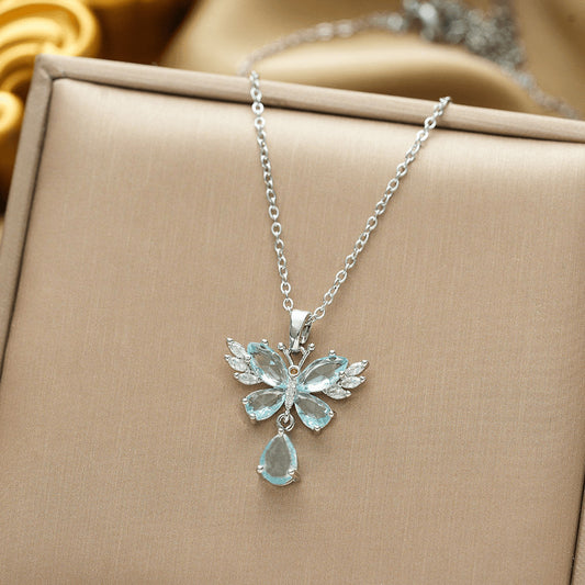 Dreamland Butterfly Necklace- ice blue