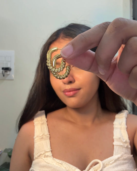 Lustrous Twist Gold Earrings