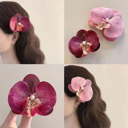 Beach hues Orchid hairpin- deep red