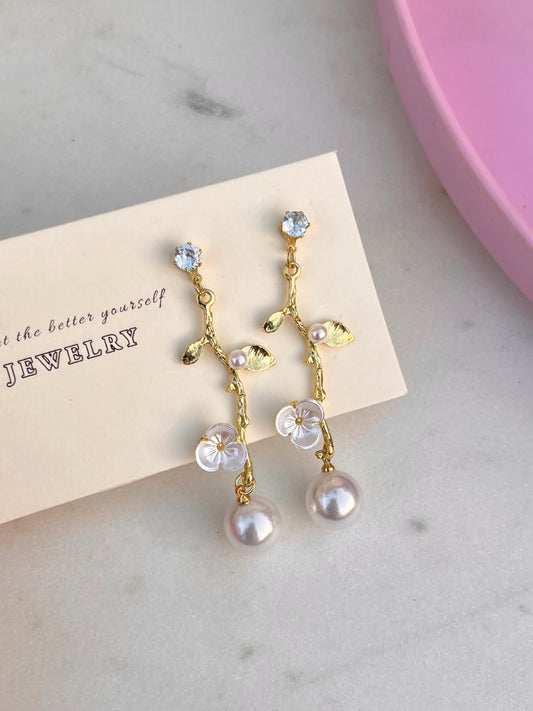 Love Blossom Pearl Drop Earrings