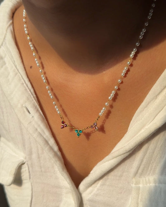 Royal Blossoms Beaded Pearl Necklace