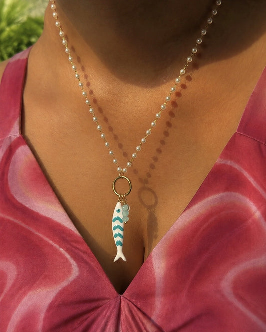 Pearl-Tide Charm Necklace