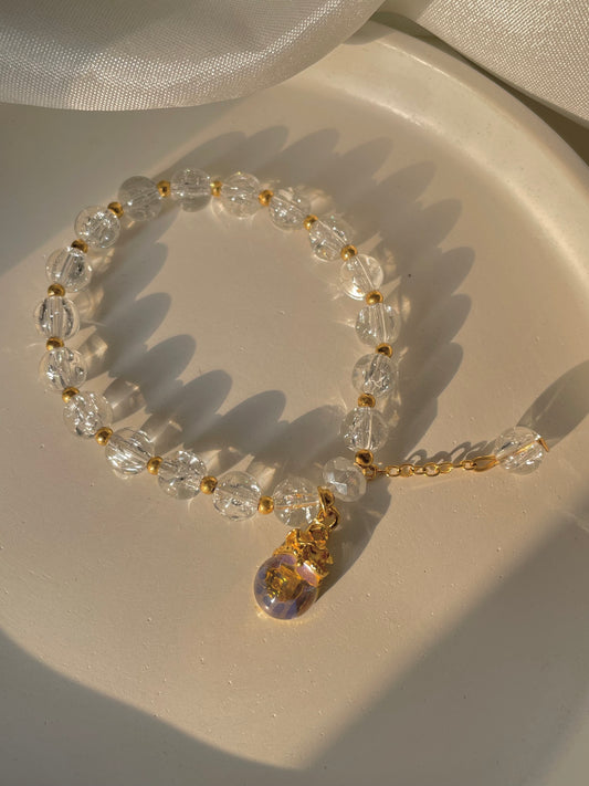 Dreamy bow bracelet with crystal drop