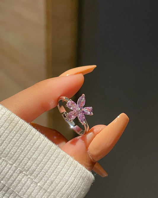 Minimal Flower Ring- purple