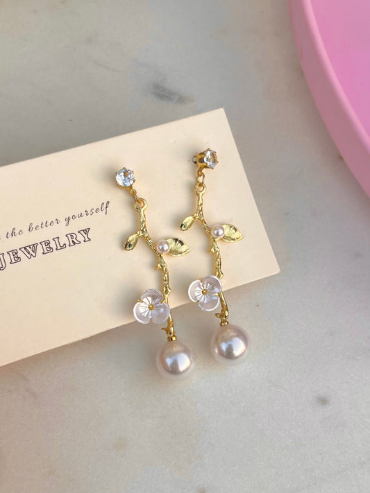 Love Blossom Pearl Drop Earrings
