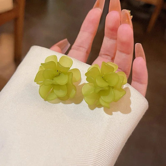 Floral Petal Earrings- green