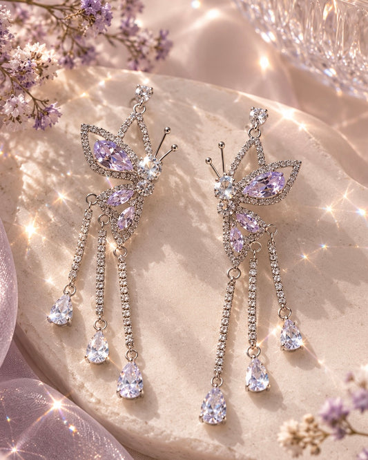 Seraphina Dangling Rhinestone Strand Earrings