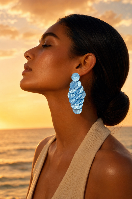 Cerulean Layered Shell Earrings