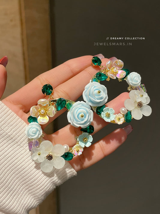Dreamy Bloom Earrings- green