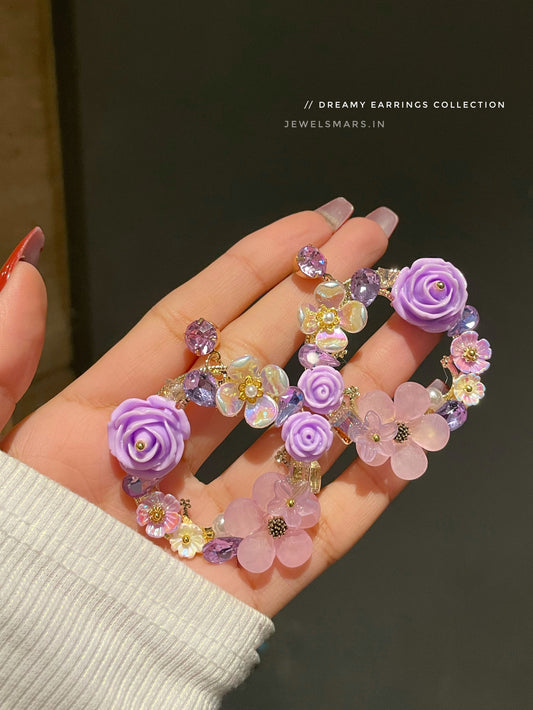 Dreamy Bloom Earrings- purple