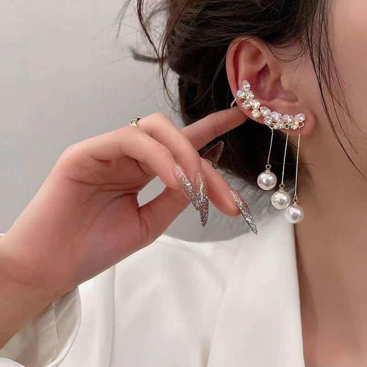 KOREAN LUXURY PEARL DROP EARCUFF (PAIR)