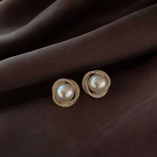 Korean Statement Pearl Studs