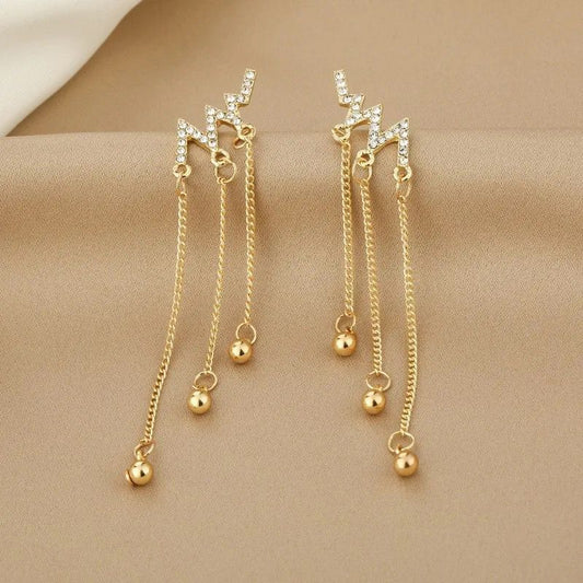 Lightning Long Tassel Drop Earrings