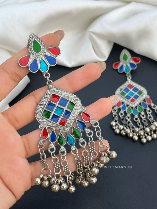 Meera Meenakari Long Earrings