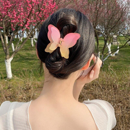 Pink Love Ombré Effect Butterfly Claw Clutcher