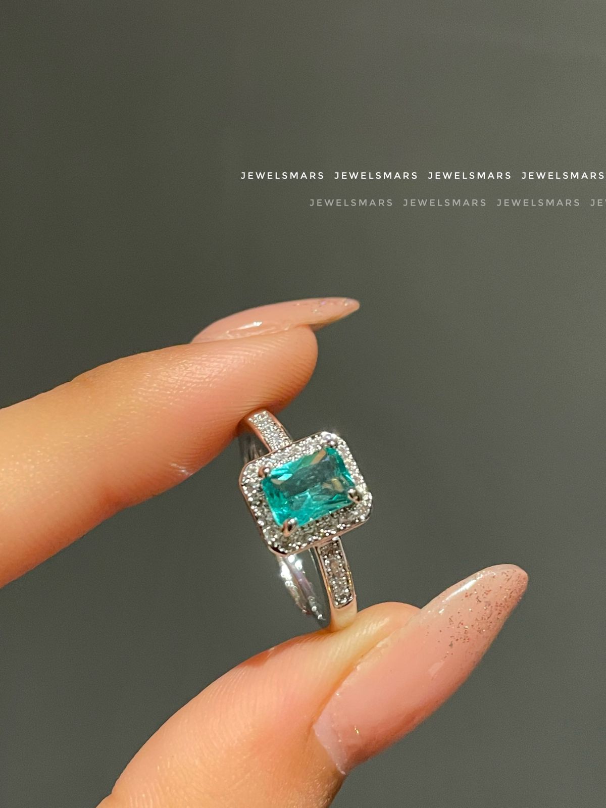 Rectangular cut Ring sea green – Jewelsmars - Main Image