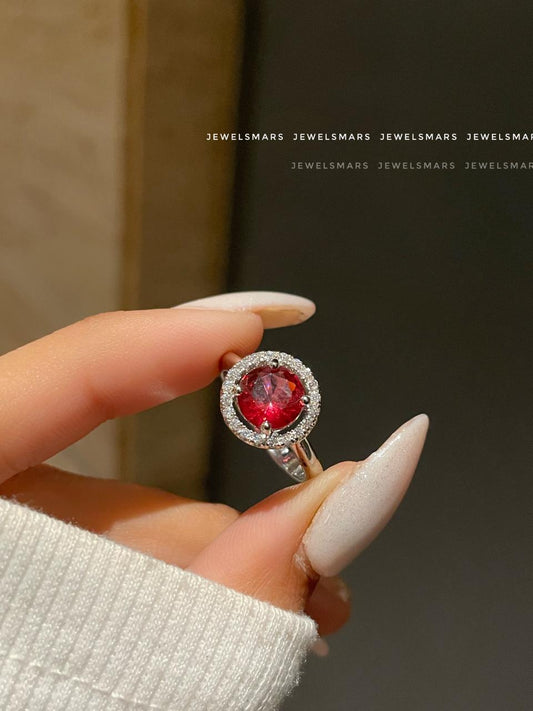 Round Solitaire Ring- red