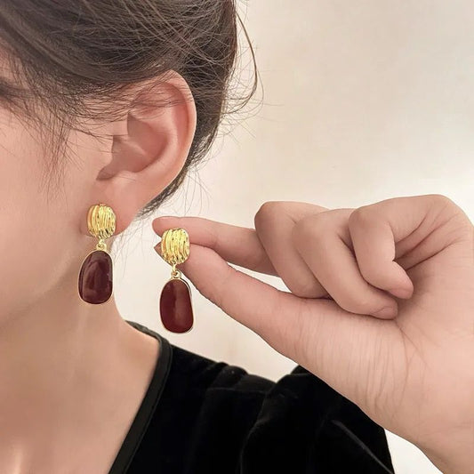Vintage Red Wine Earrings