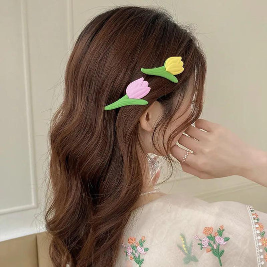 Tulip Flower Hair Clips