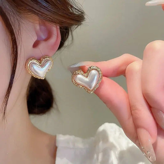 Pearl Heart Earrings
