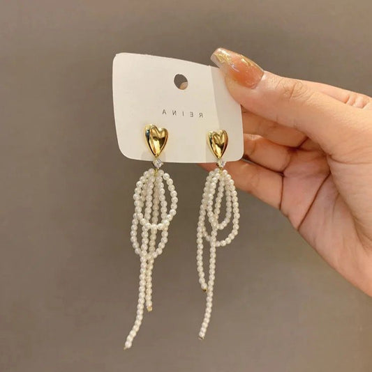 Dreamy Heart Handmade Pearl Earrings