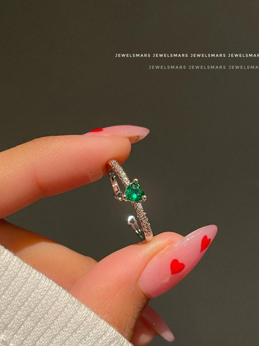 Mini Heart Ring- green