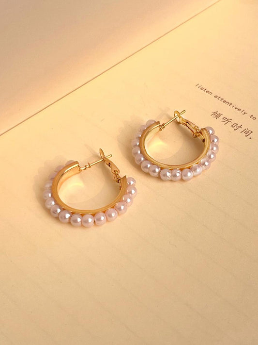 Mini Pearl Hoops