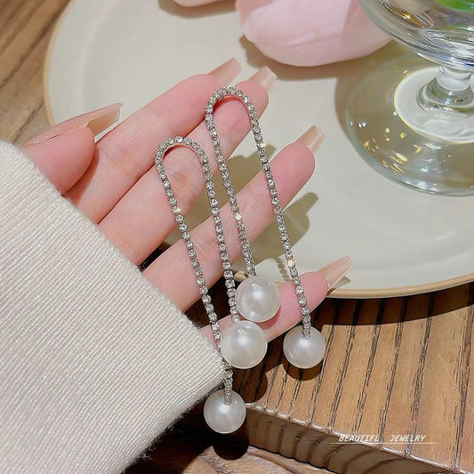 U Pearl Drop Party Glam Earrings