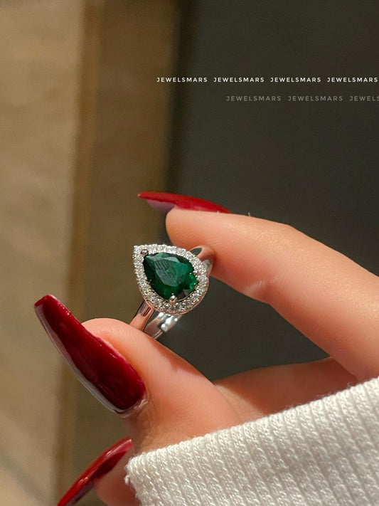 Millie Drop Ring- green