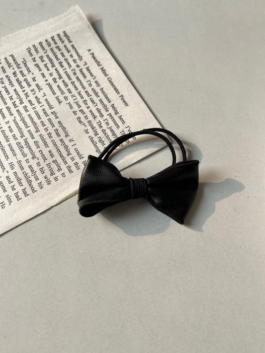 Faux Leather Bow Hairties