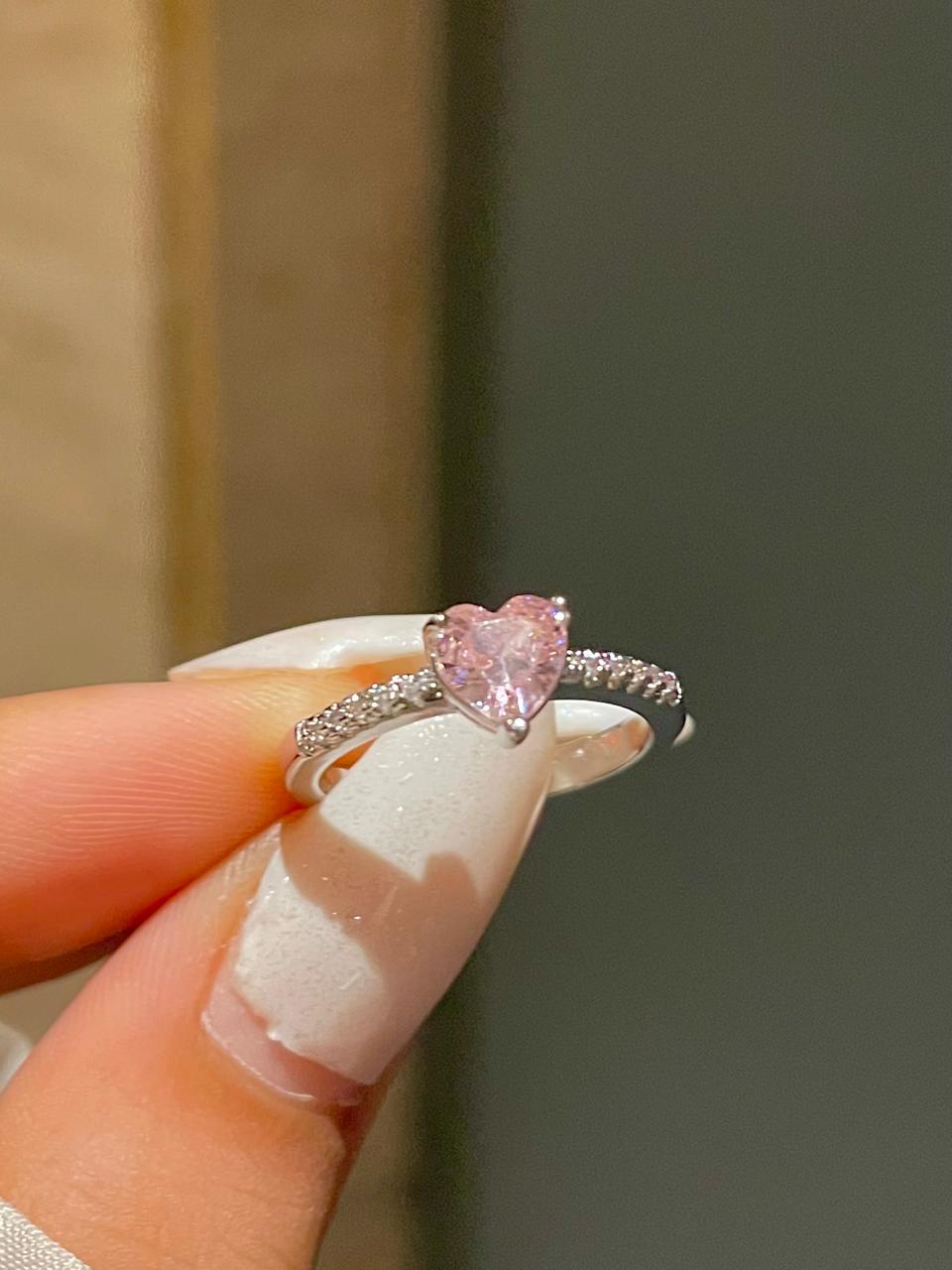 Pink Diamond Love Heart Diamond Ring Love Heart Ring