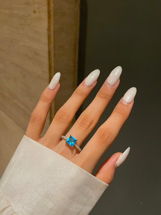 Square cut Ring- teal blue