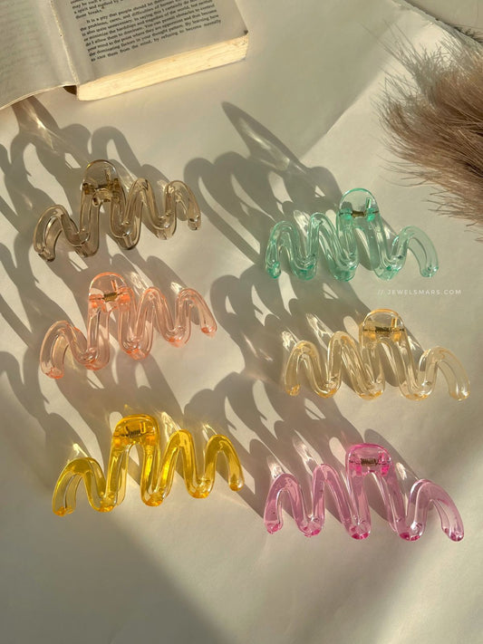 Wave Claw Clips- transparent