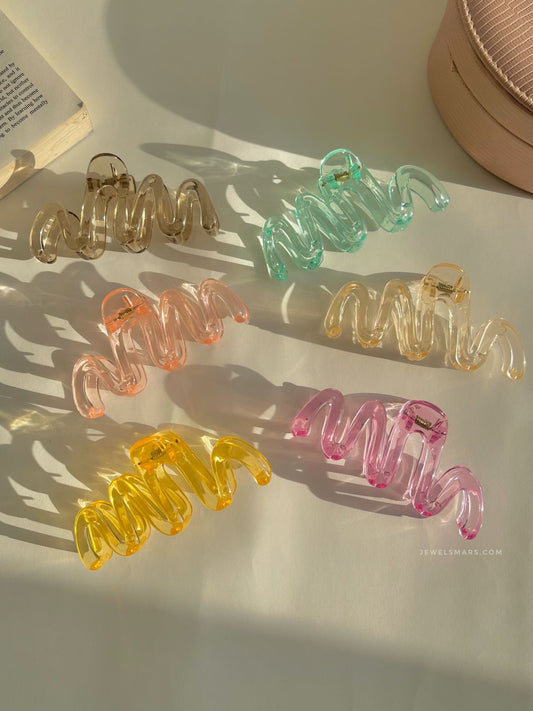Wave Claw Clips- transparent
