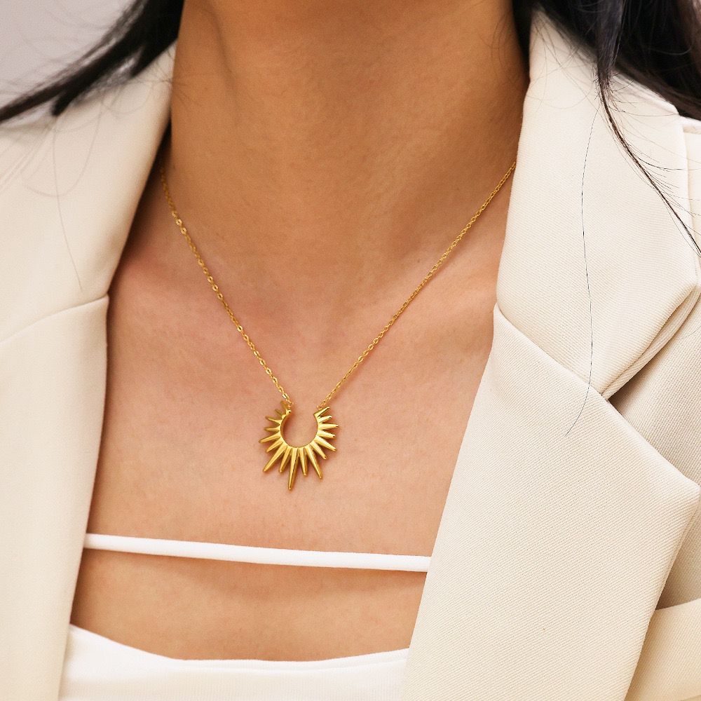 18K Gold-Plated Sun Pendant Necklace main image 0