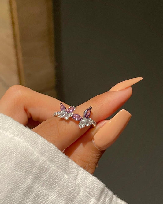 Dual Butterfly Ring- purple