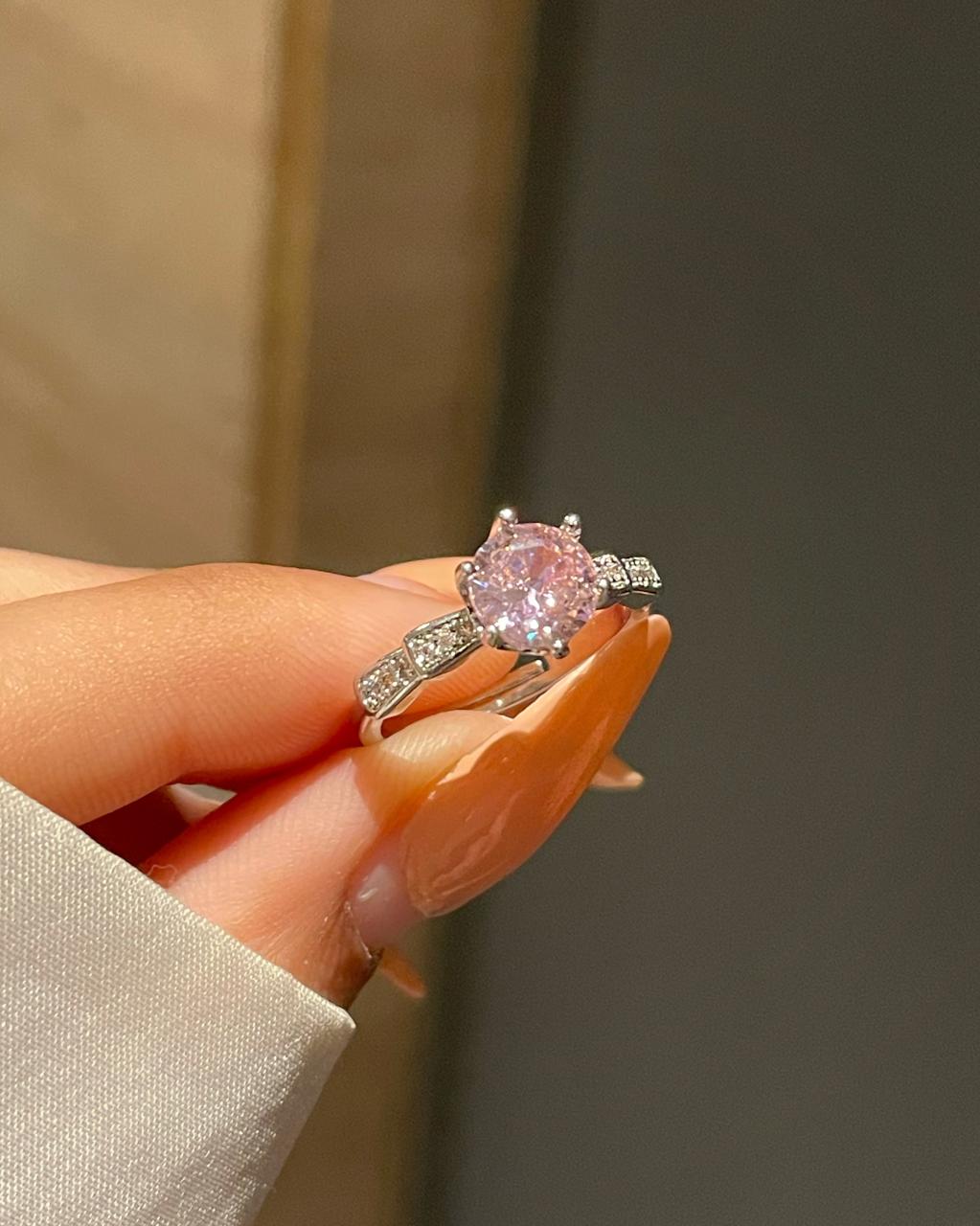 Solitaire Crown Promise Ring- pink – Jewelsmars