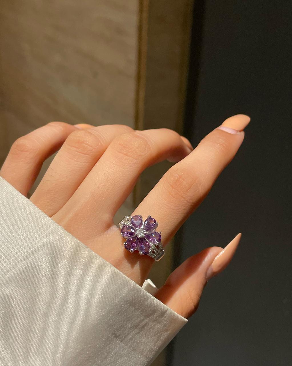 Royal Flower Ring- purple1