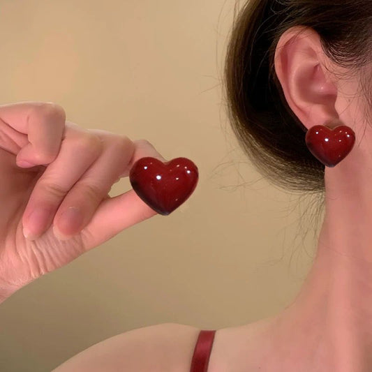Heart Earrings- red