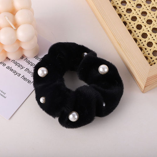 Fur Pearl Scrunchies