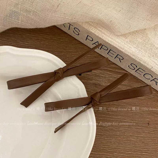 Leather Bow Hairpins (1pc)