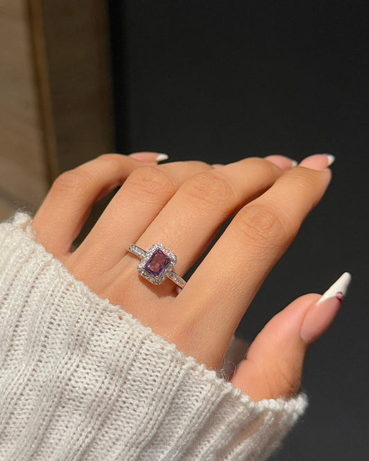 Rectangular cut Ring- purple