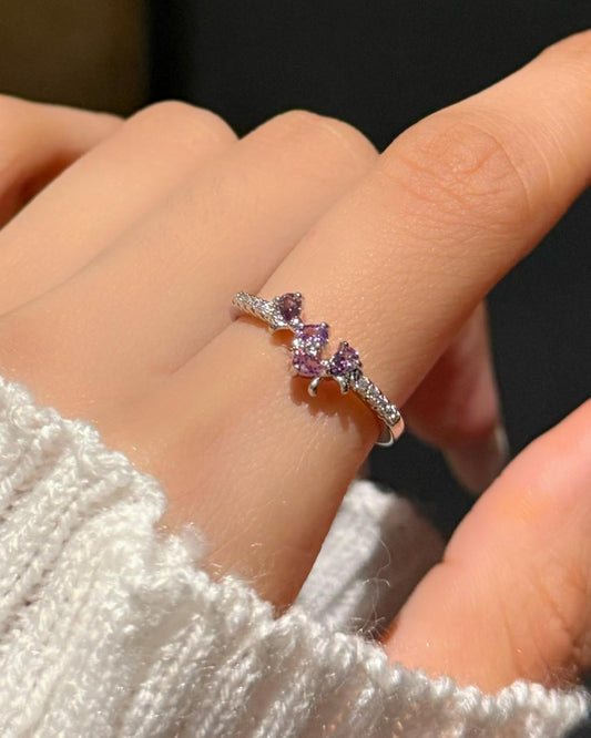 Twin Bow Ring- purple