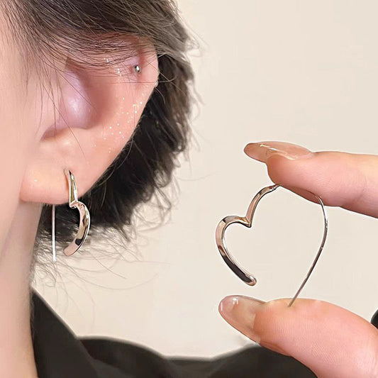 Silver Heart Hoop Earrings
