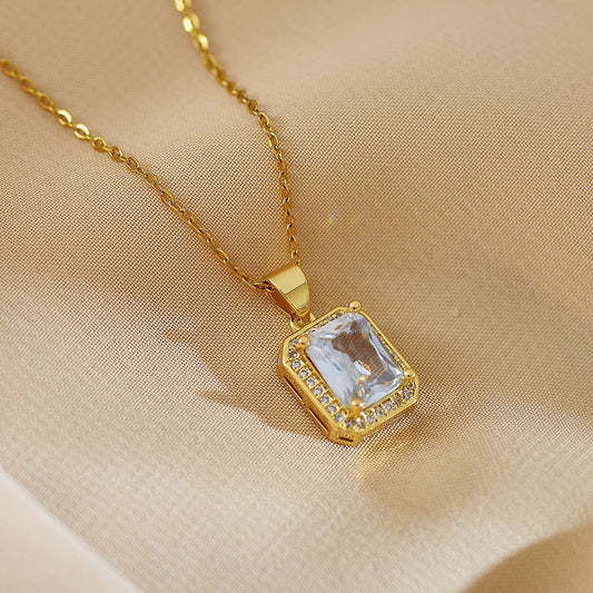 Solid Square Solitaire Necklace