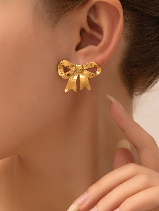 Golden Demure Bow Earrings