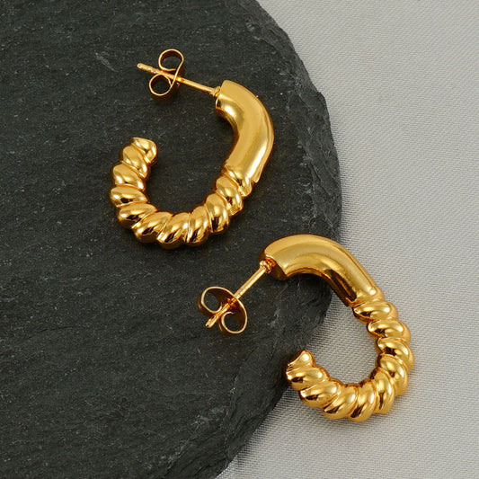 Lustrous Twist Gold Earrings