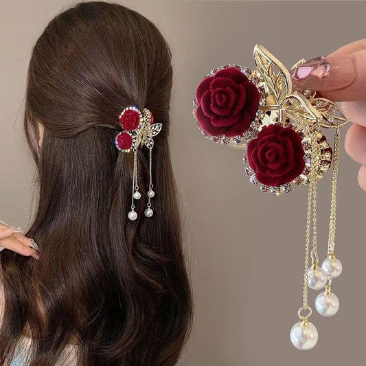 Red Riding Rose Hair Claw
