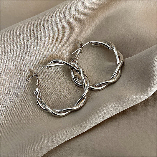 Twist of Silver Hoop Earrings