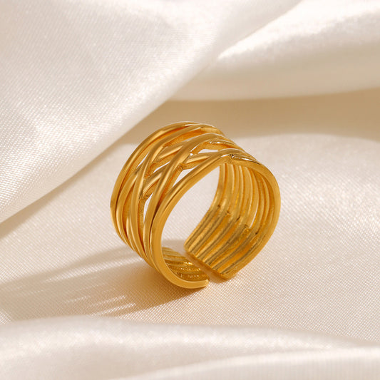Golden Etch Statement Ring